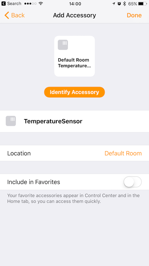 HomeKit Pair Temperature Sensor