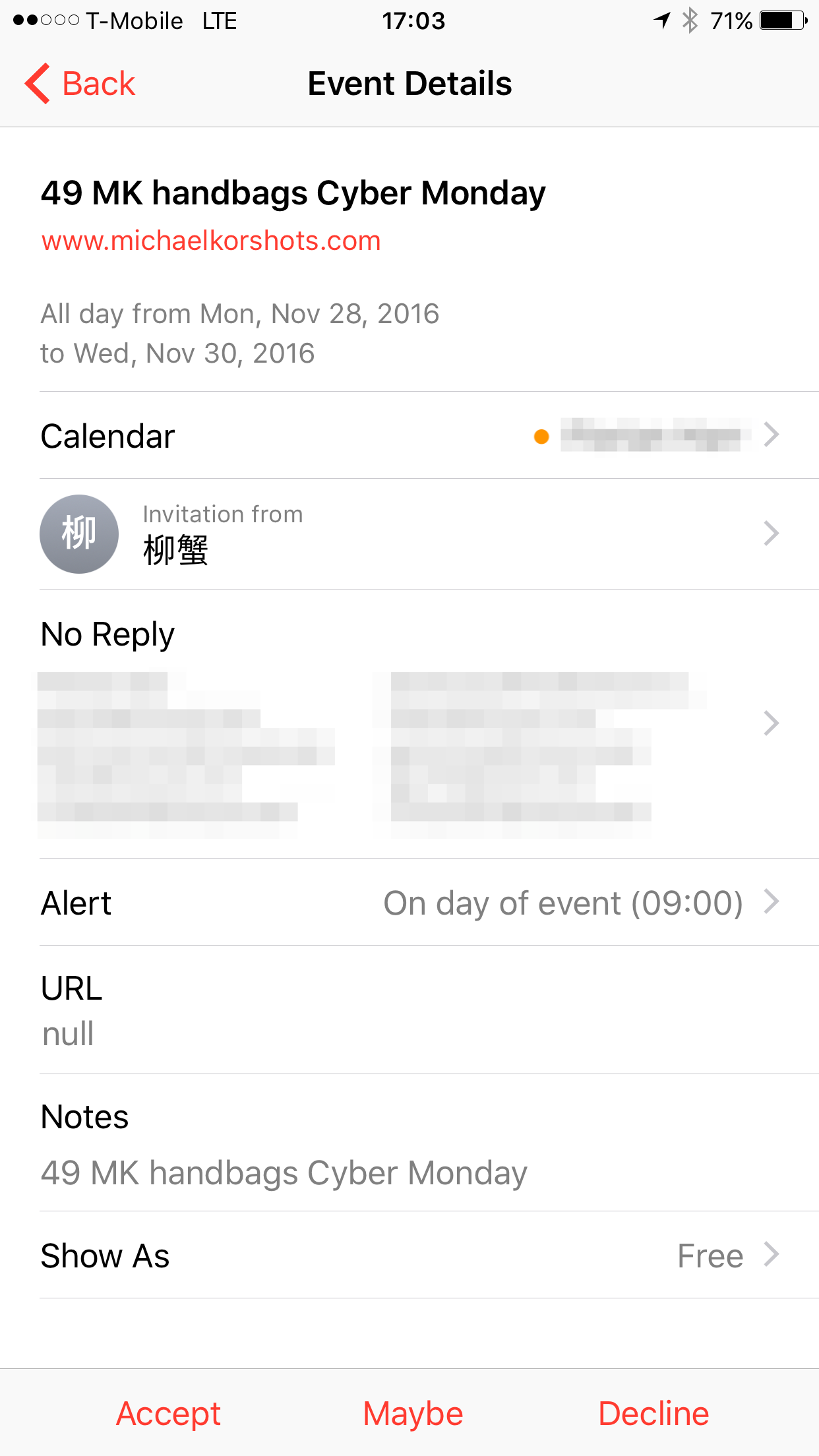 iCloud Spam Invites Decline